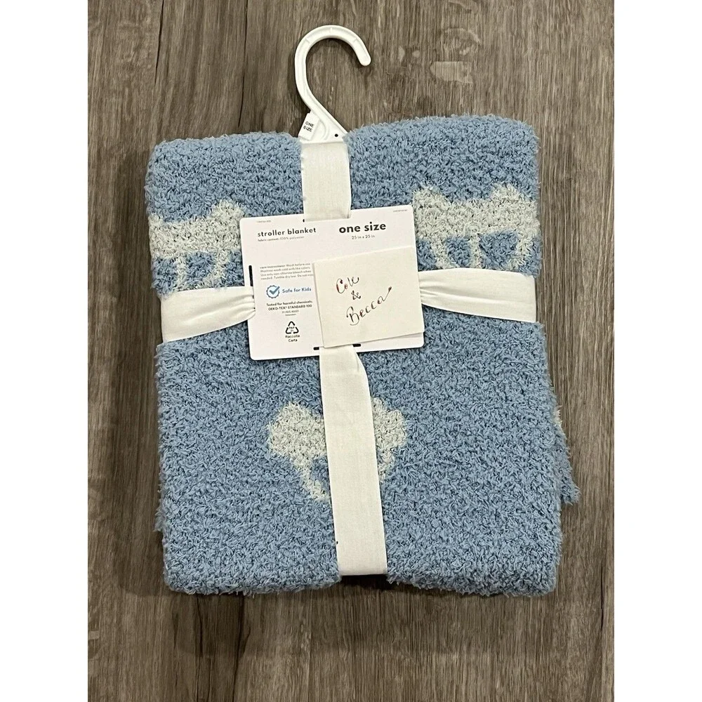 Carter’s Reversible Blue Car Print Stroller Baby Blanket Lightweight Super Soft